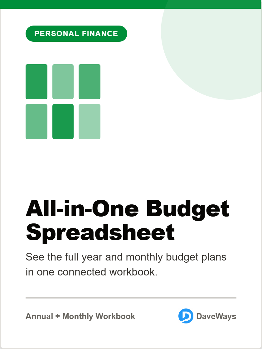 All-in-One Budget Spreadsheet product screenshot and cover preview