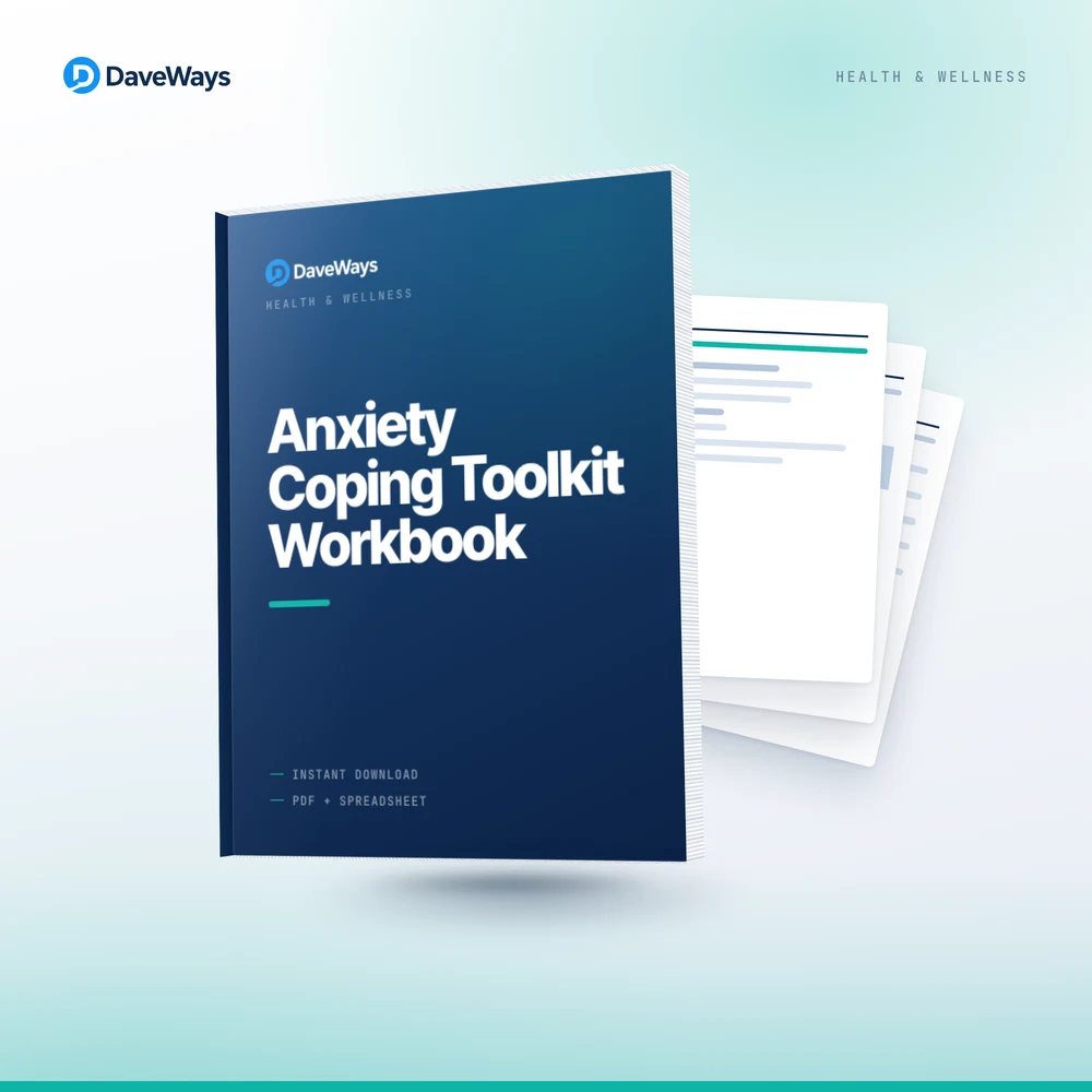 Anxiety Coping Toolkit Workbook cover, DaveWays
