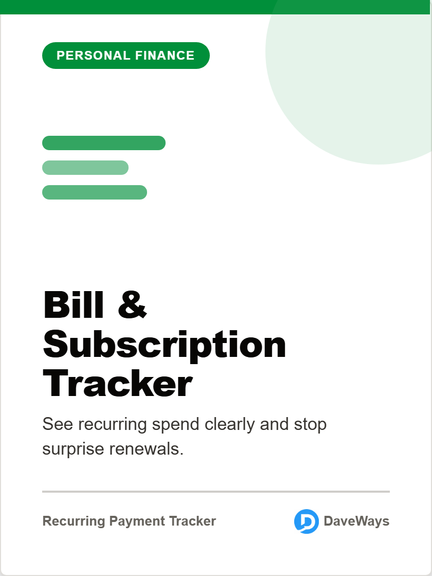 Bill & Subscription Tracker product screenshot and cover preview