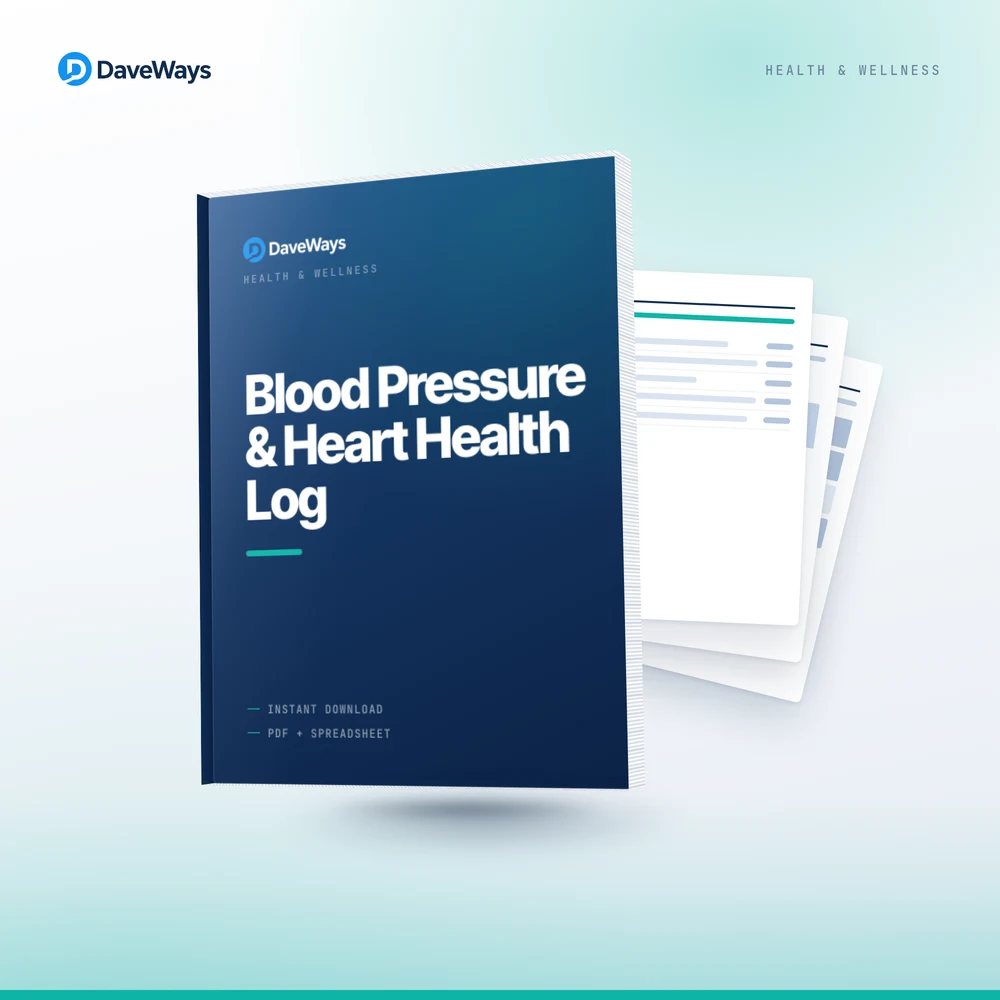 Blood Pressure & Heart Health Log cover, DaveWays