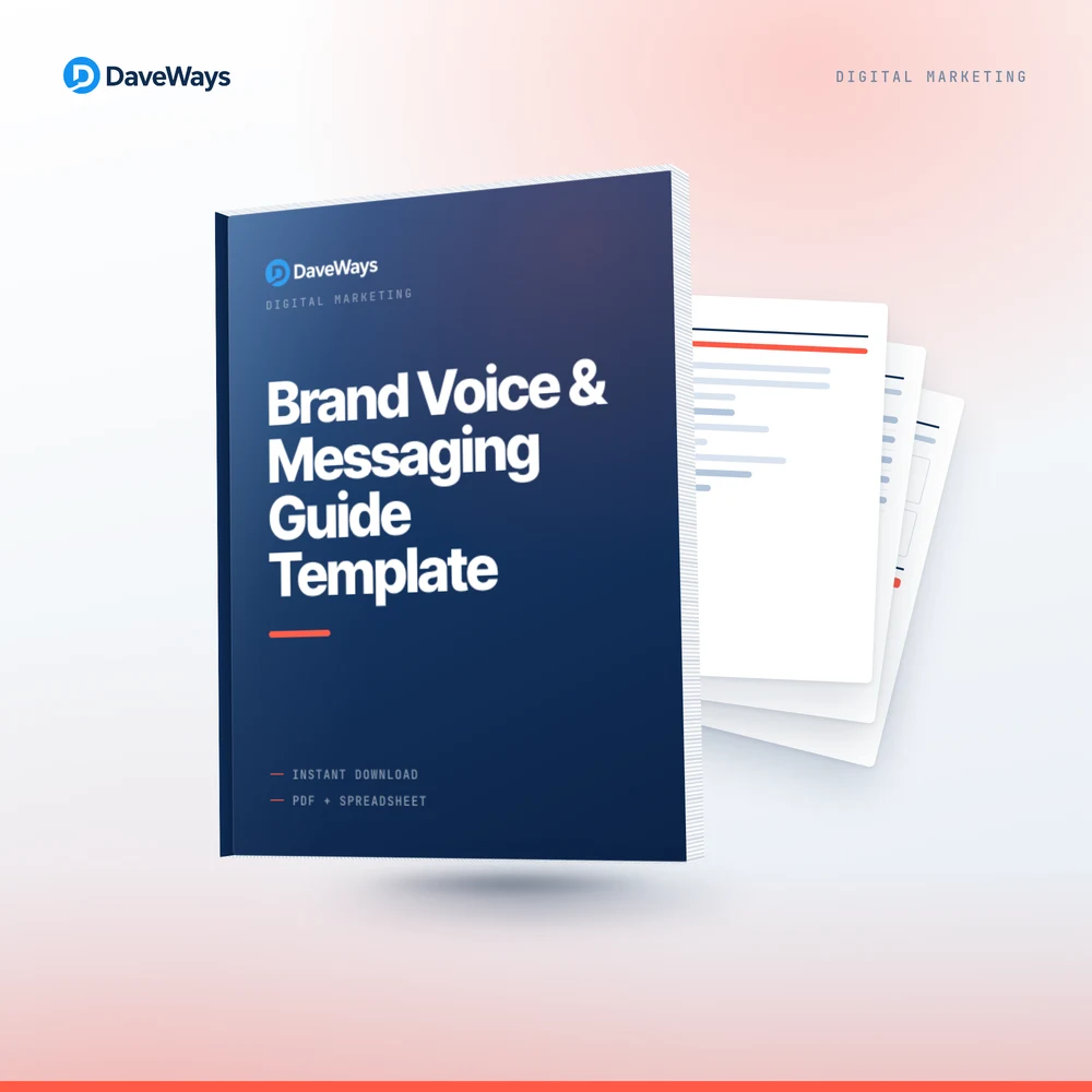 Brand Voice & Messaging Guide Template cover, DaveWays