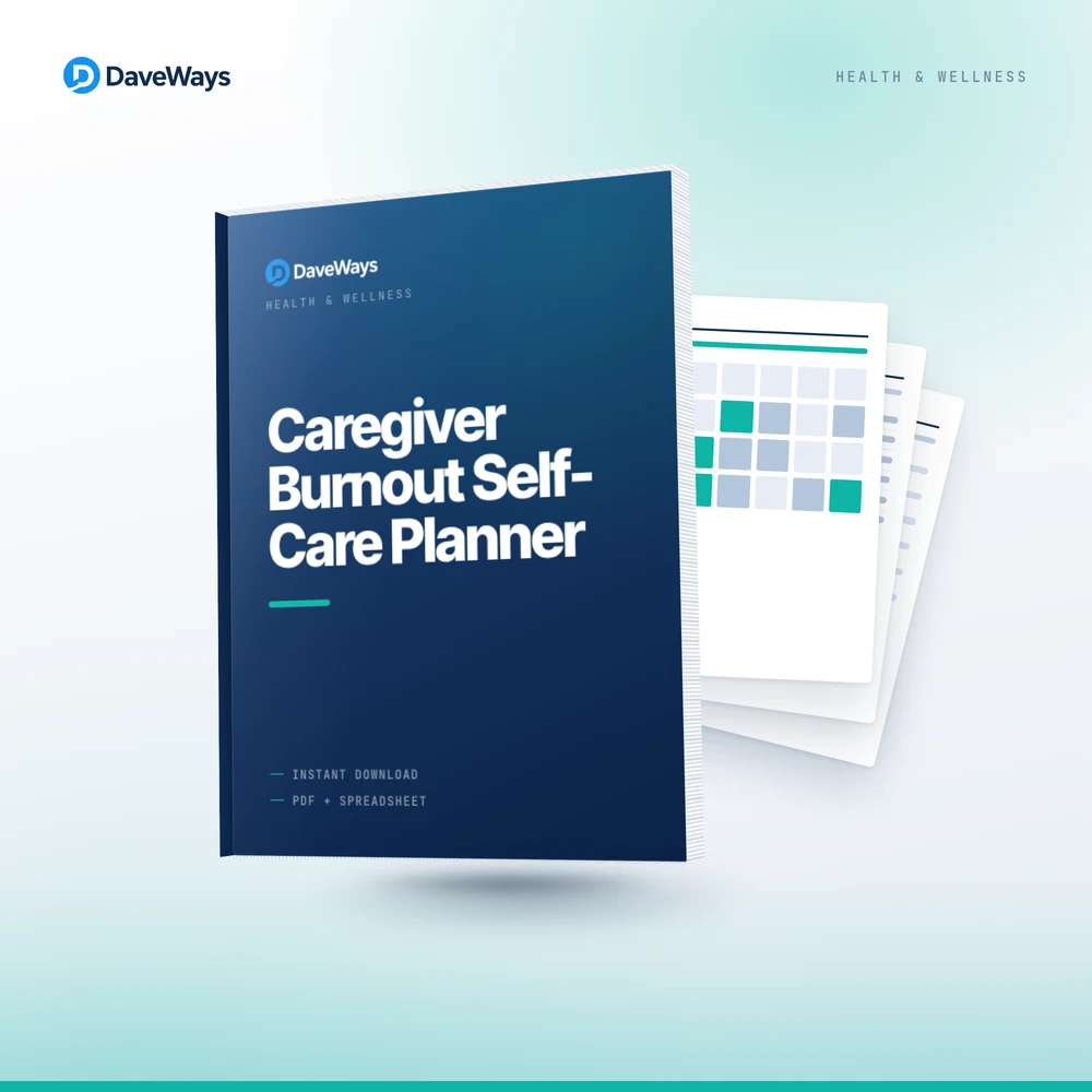 Caregiver Burnout Self-Care Planner cover, DaveWays