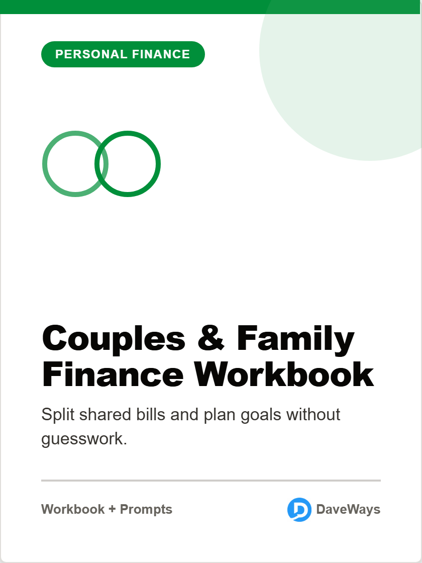 Couples & Family Finance Workbook product screenshot and cover preview