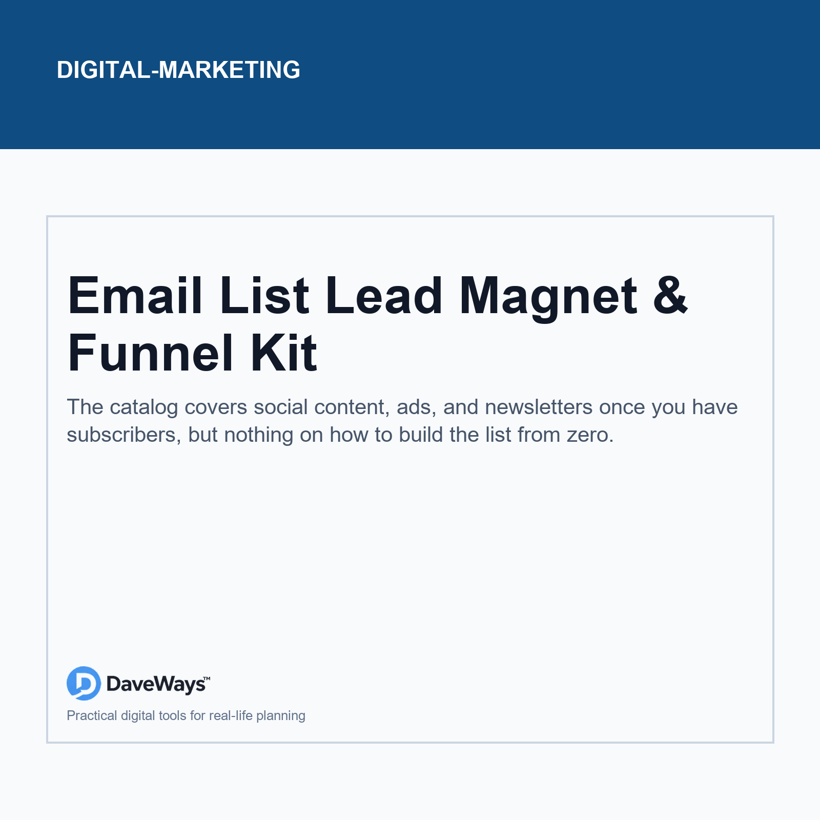 Email List Lead Magnet & Funnel Kit cover, DaveWays