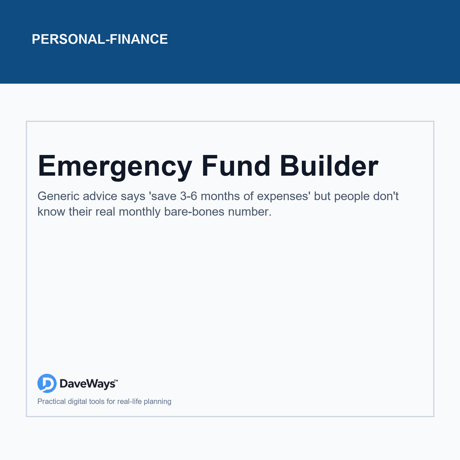Emergency Fund Builder cover, DaveWays