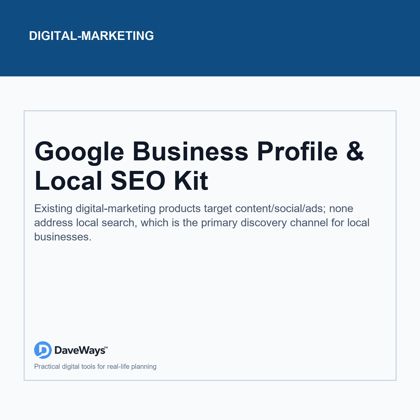 Google Business Profile & Local SEO Kit cover, DaveWays