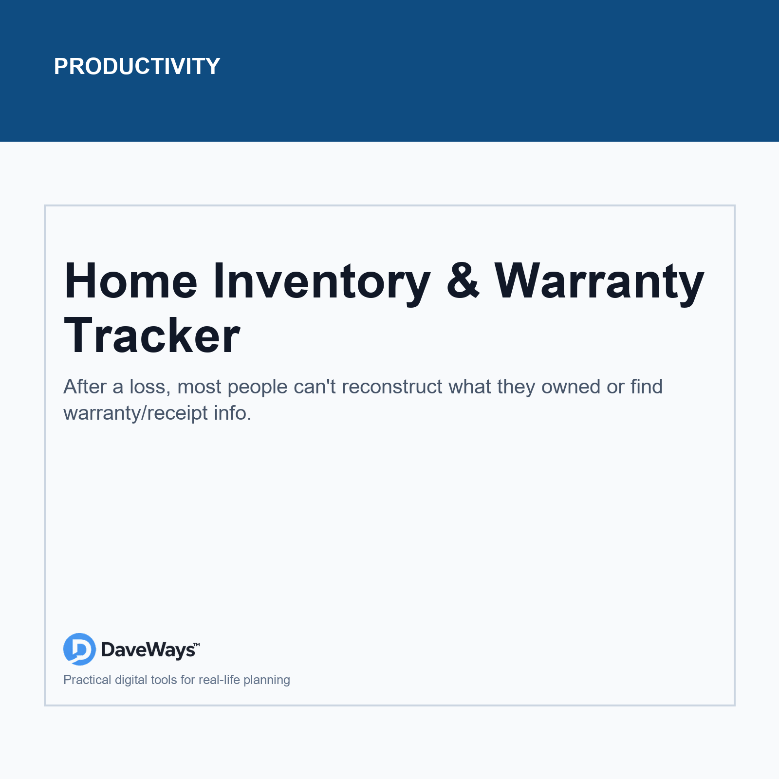 Home Inventory & Warranty Tracker cover, DaveWays