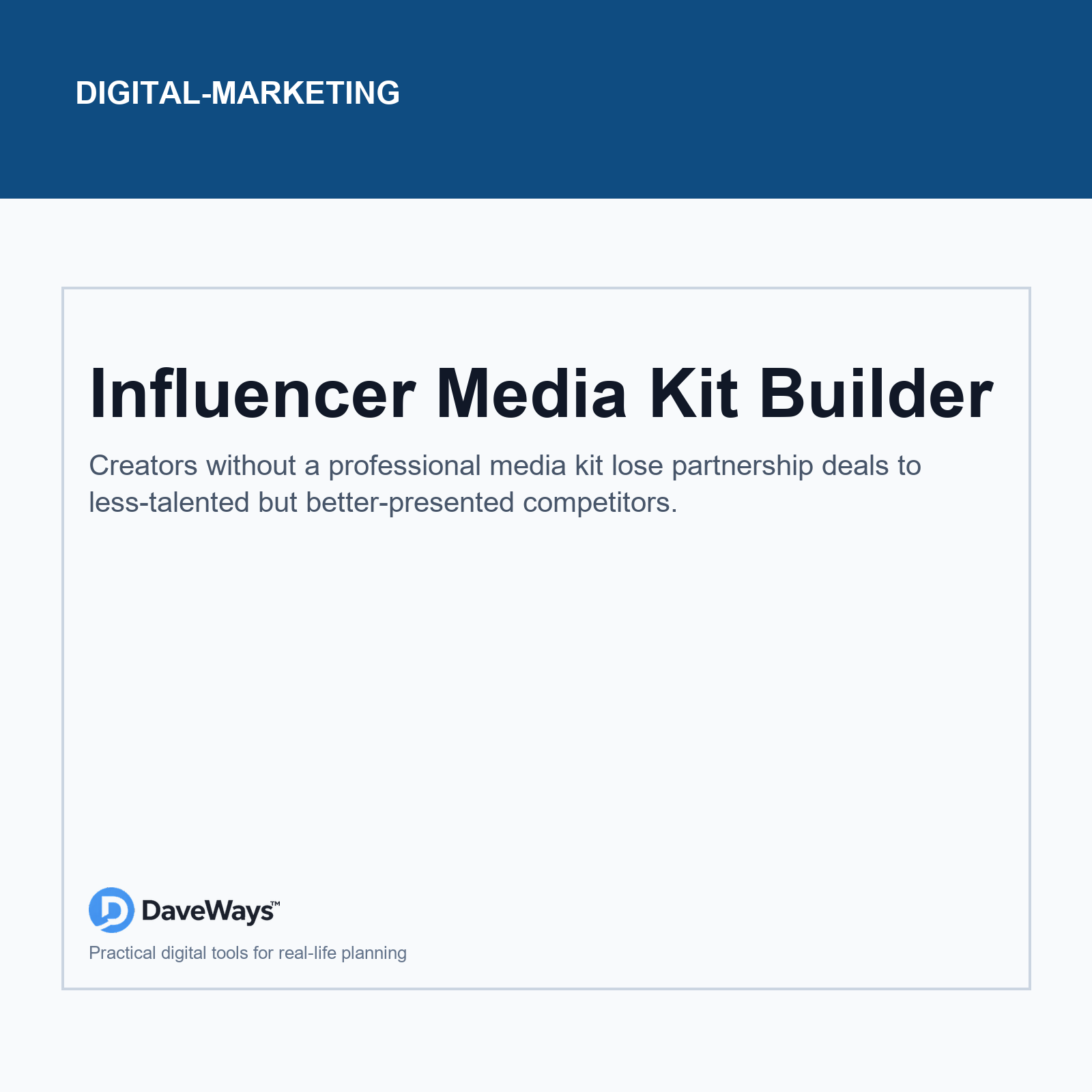 Influencer Media Kit Builder cover, DaveWays
