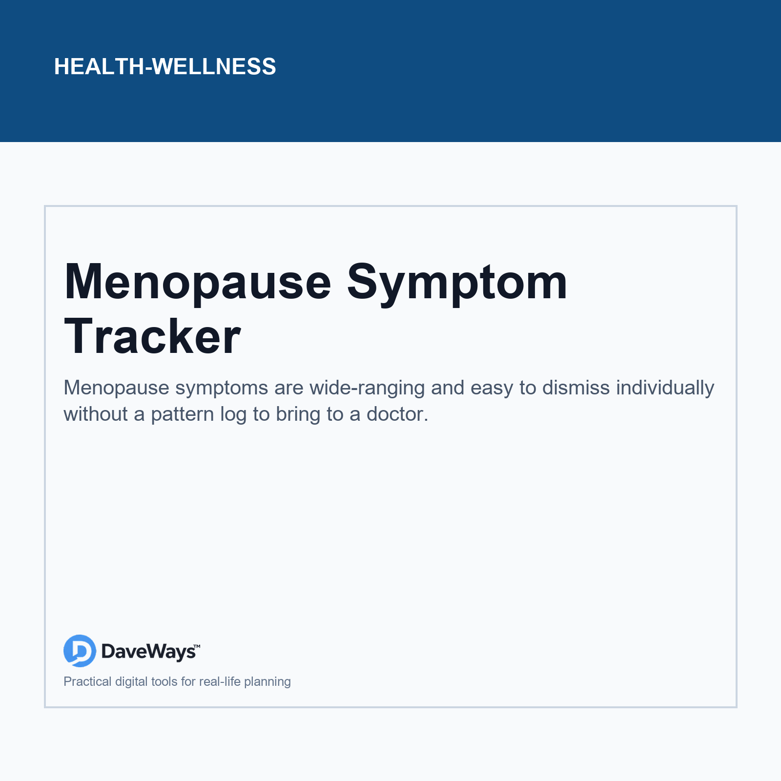 Menopause Symptom Tracker cover, DaveWays