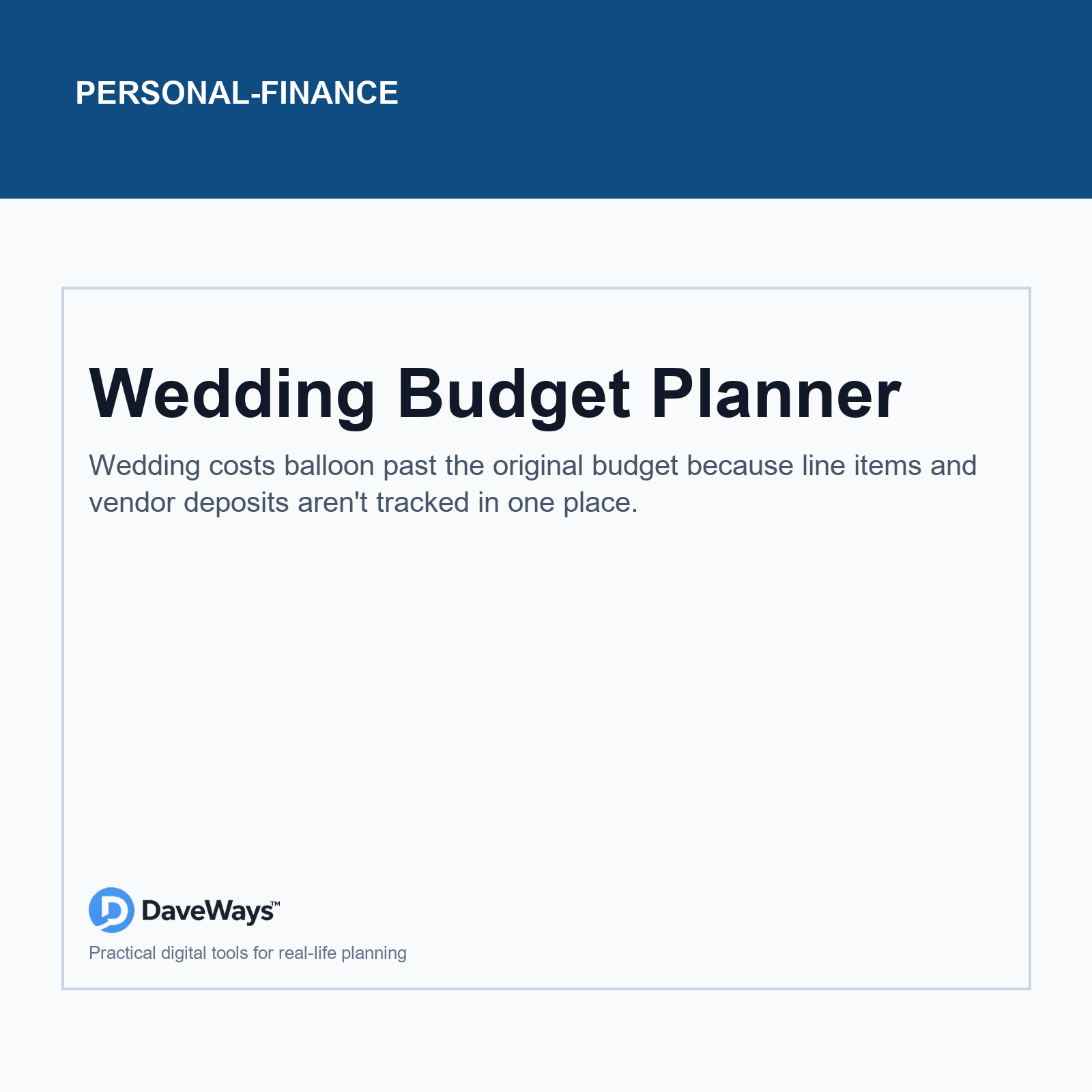 Wedding Budget Planner cover, DaveWays