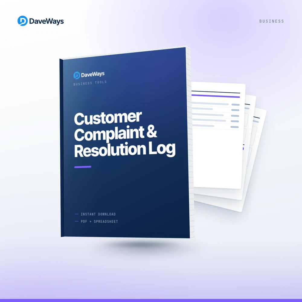 Customer Complaint & Resolution Log cover, DaveWays