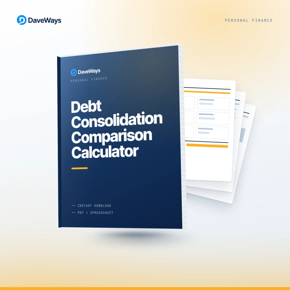 Debt Consolidation Comparison Calculator cover, DaveWays