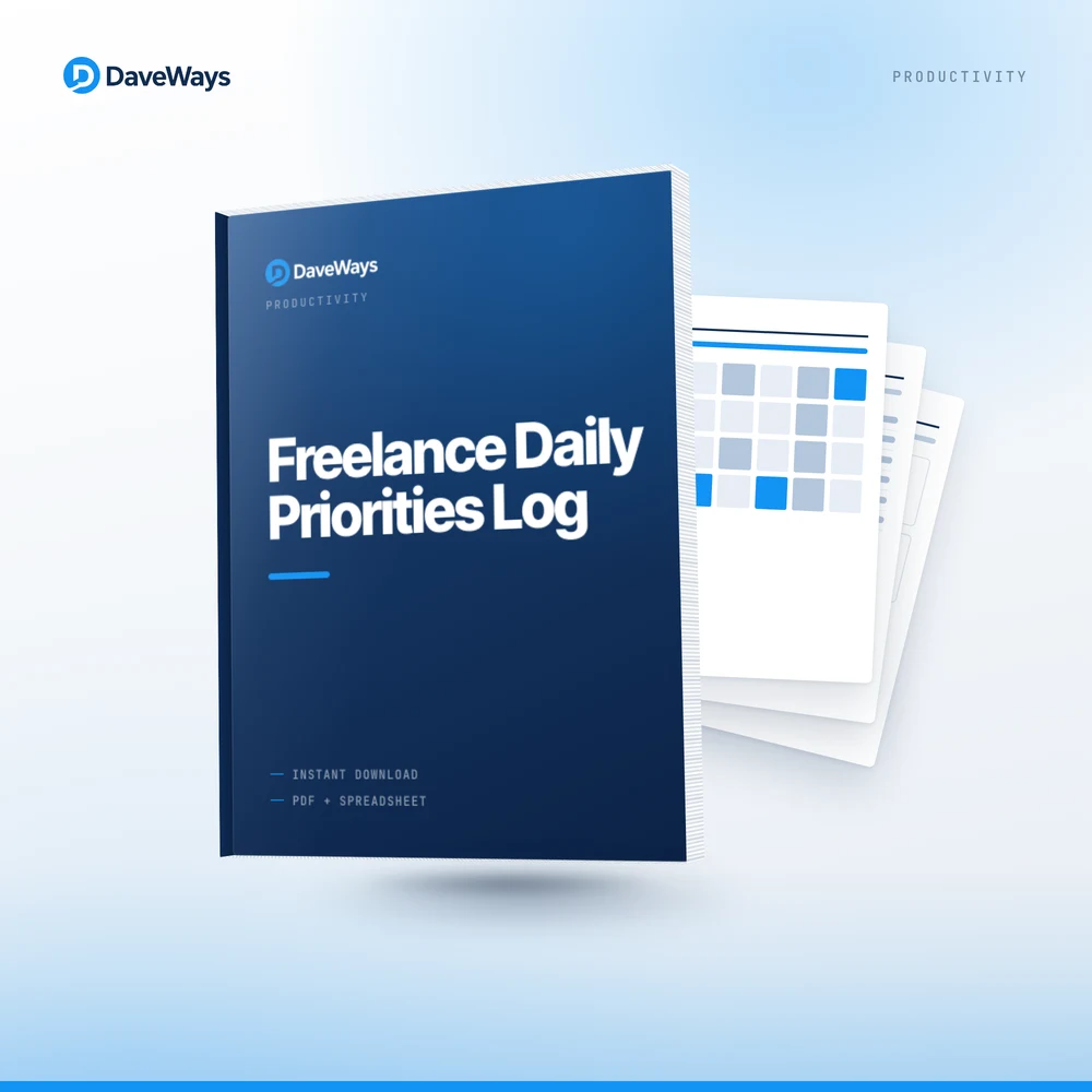 Freelance Daily Priorities Log cover, DaveWays