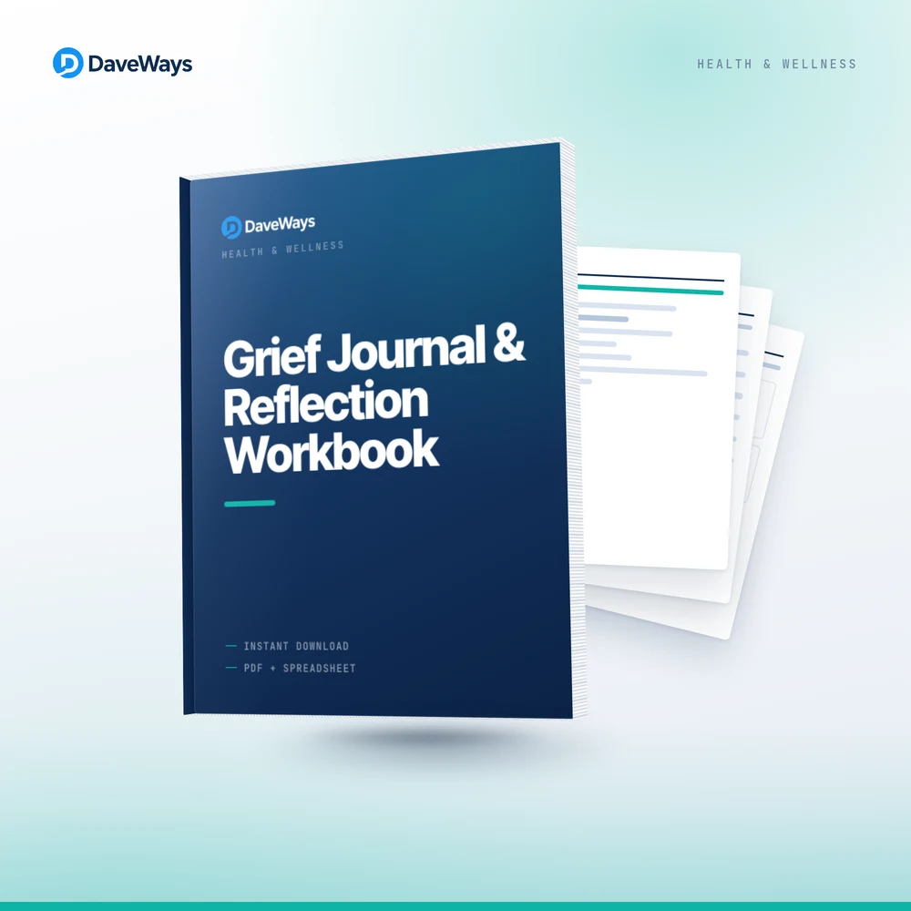 Grief Journal & Reflection Workbook cover, DaveWays
