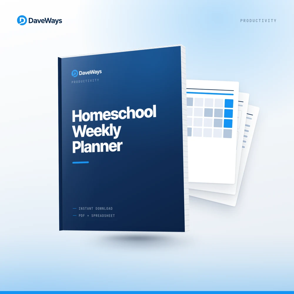 Homeschool Weekly Planner cover, DaveWays