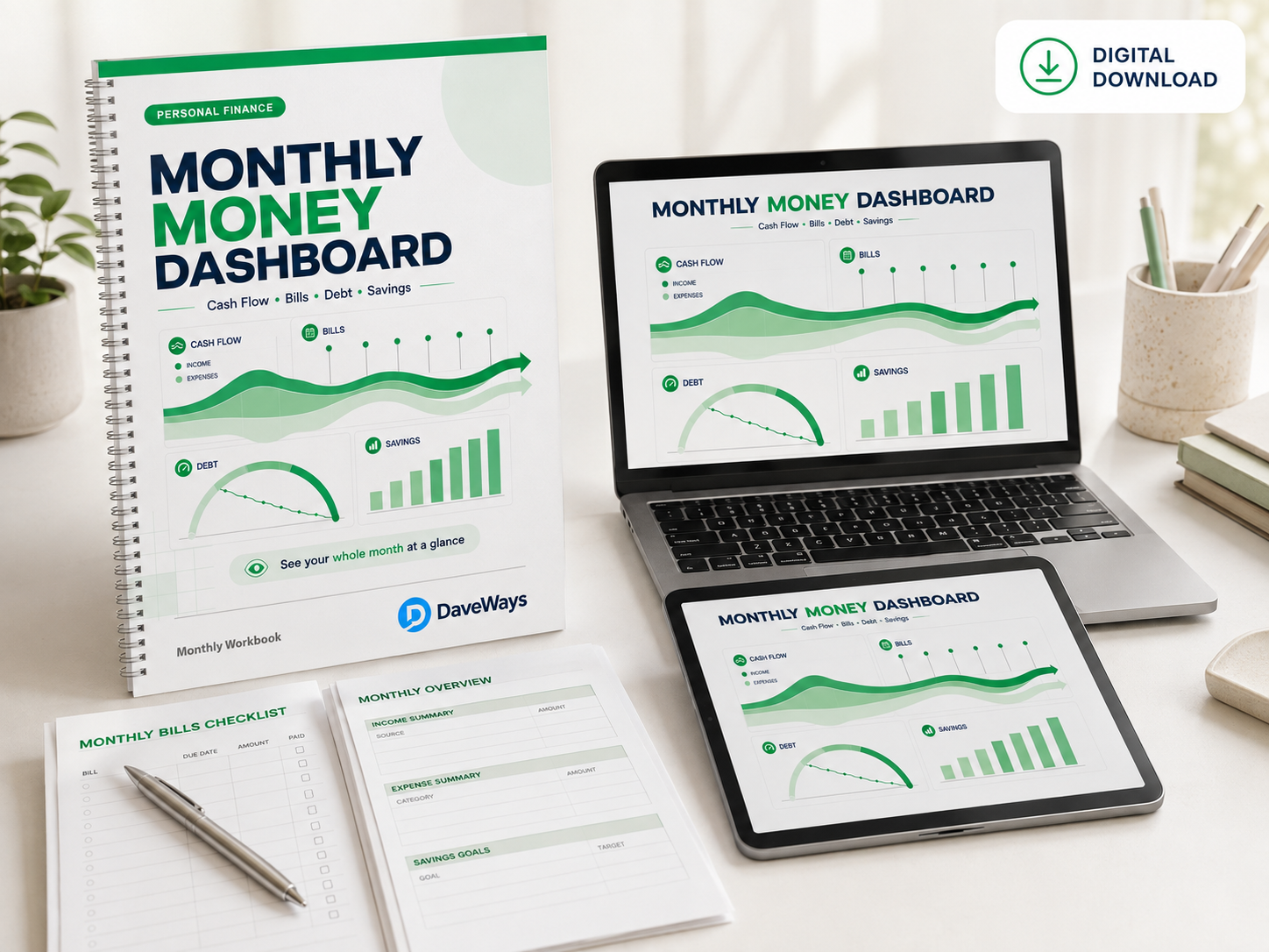 Monthly Money Dashboard product preview