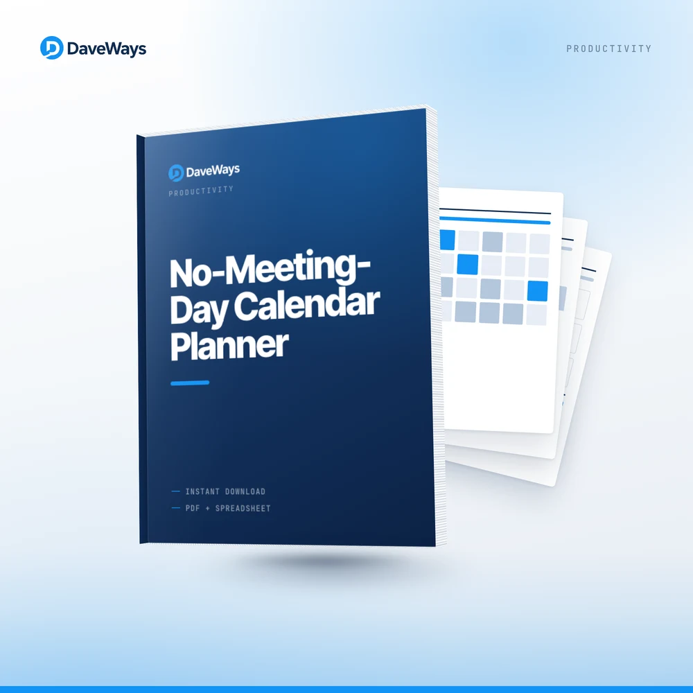 No-Meeting-Day Calendar Planner cover, DaveWays