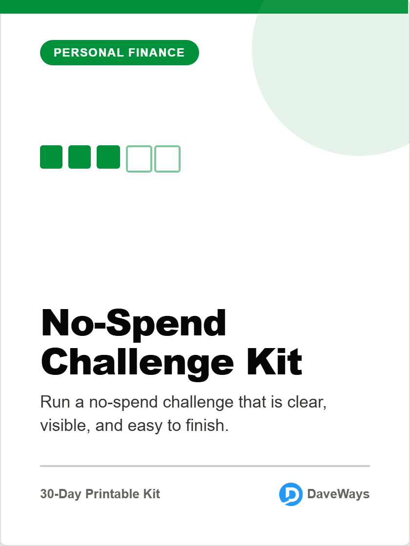 No-Spend Challenge Kit product screenshot and cover preview