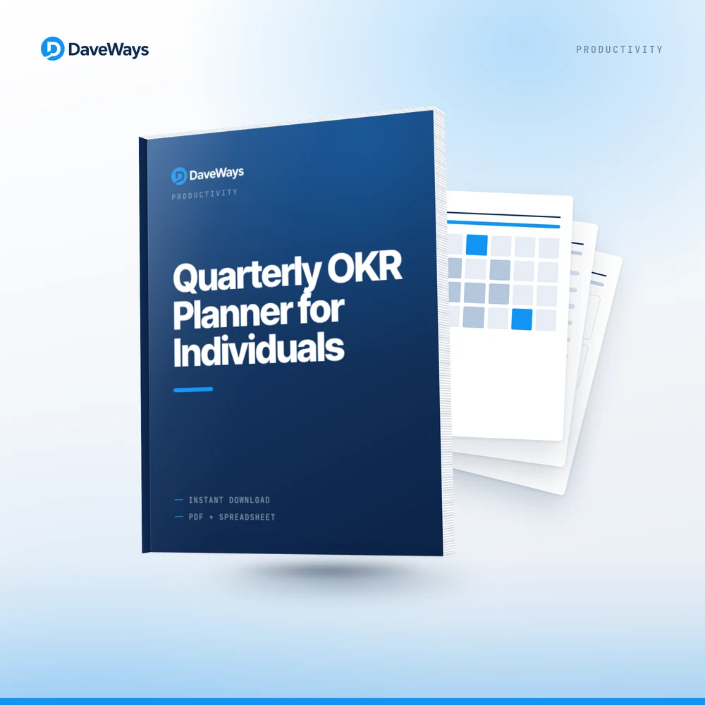 Quarterly OKR Planner for Individuals cover, DaveWays