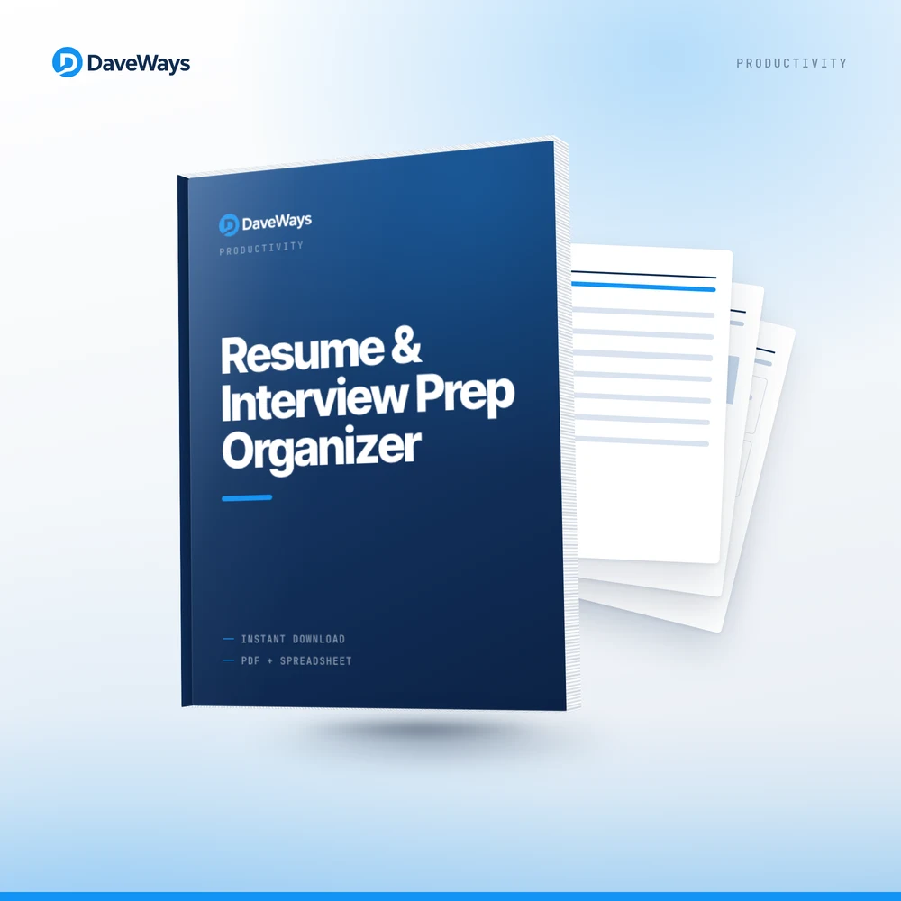 Resume & Interview Prep Organizer cover, DaveWays
