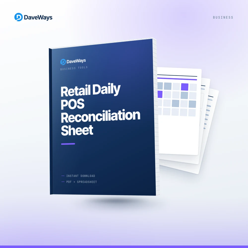 Retail Daily POS Reconciliation Sheet cover, DaveWays