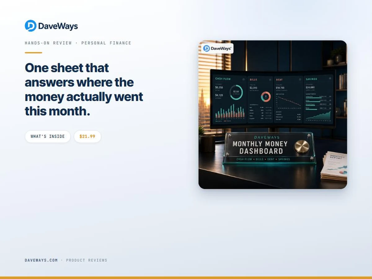 Monthly Money Dashboard review cover