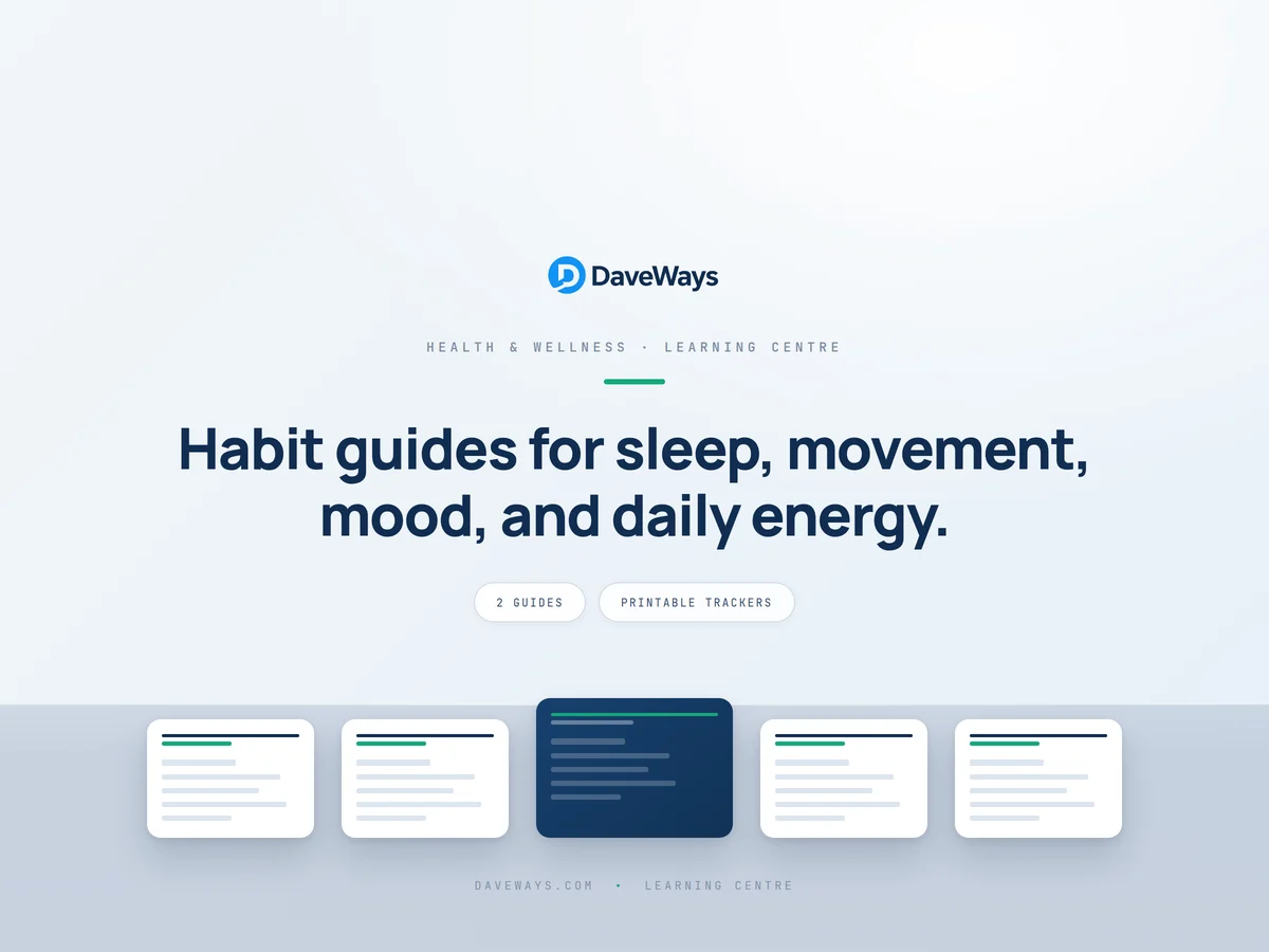 Habit guides for sleep, movement, mood, and daily energy.