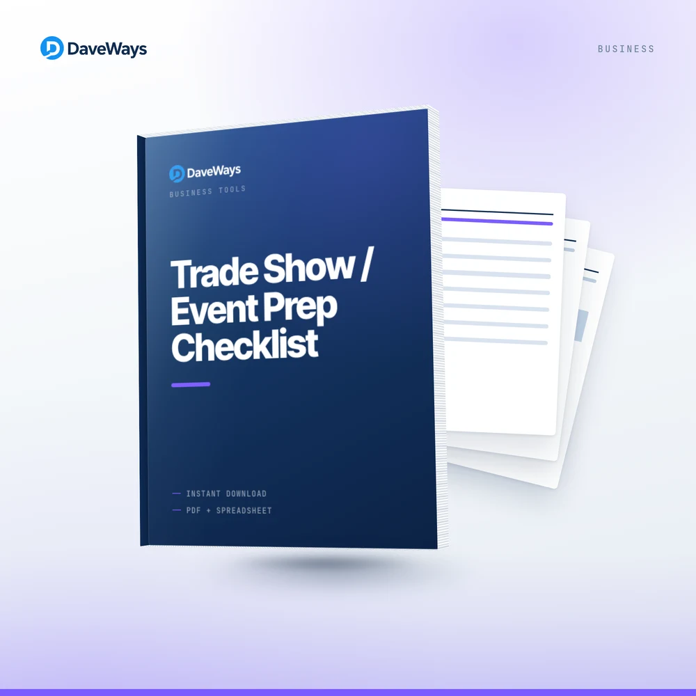 Trade Show / Event Prep Checklist cover, DaveWays