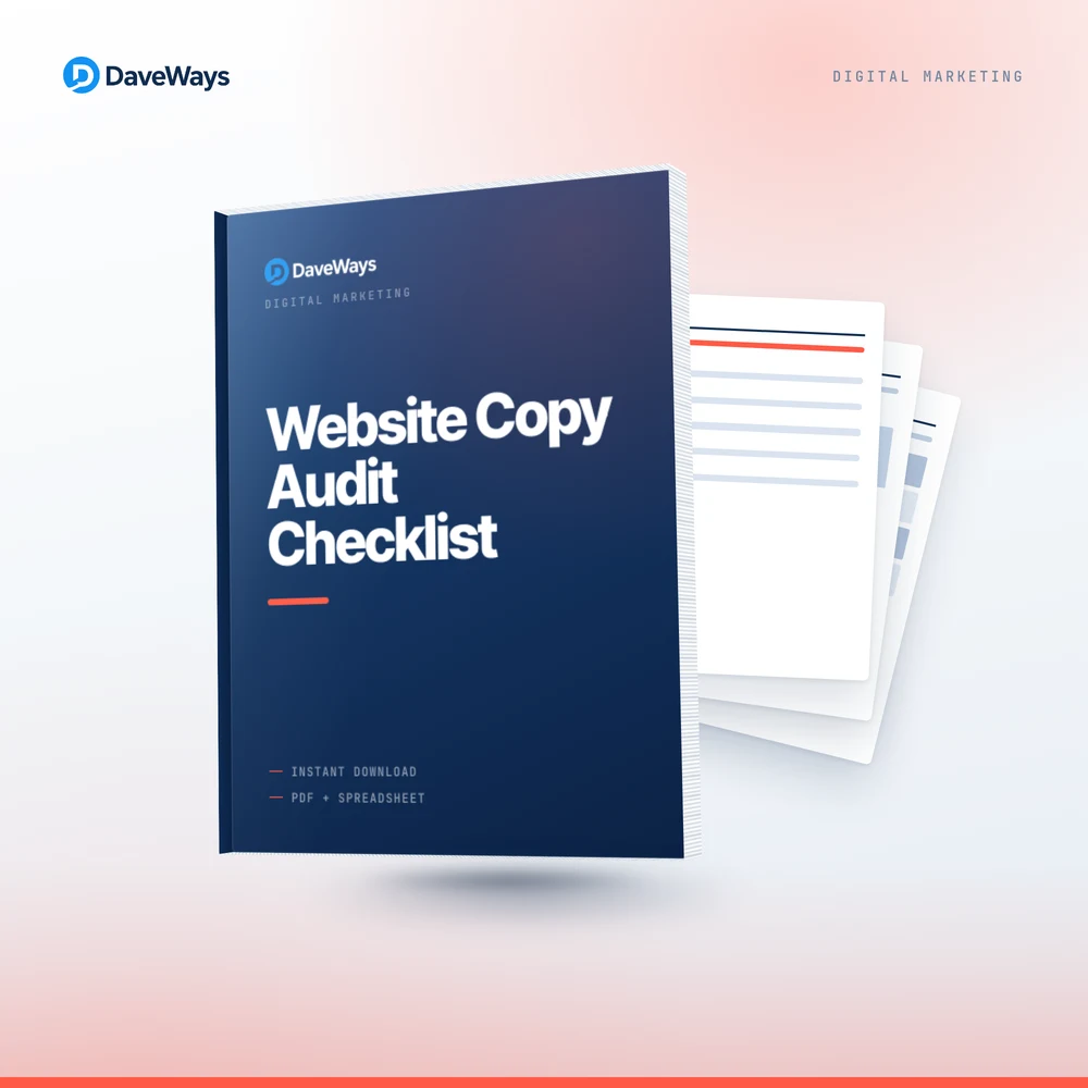Website Copy Audit Checklist cover, DaveWays