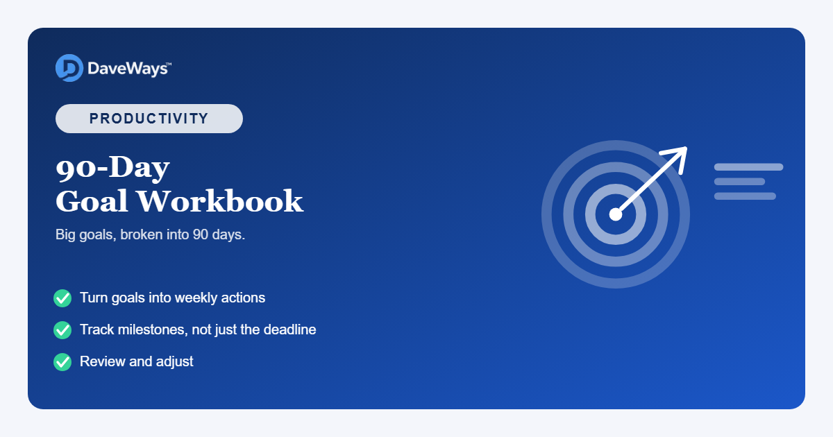 90-Day Goal-Setting Workbook product screenshot and cover preview