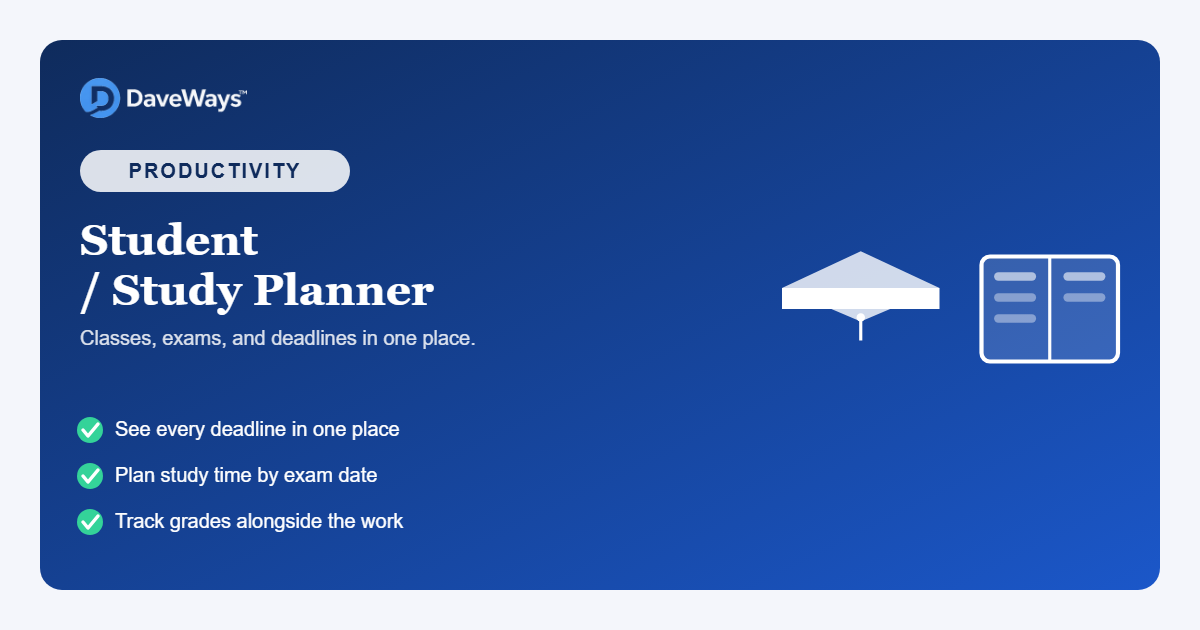 Student / Study Planner product screenshot and cover preview