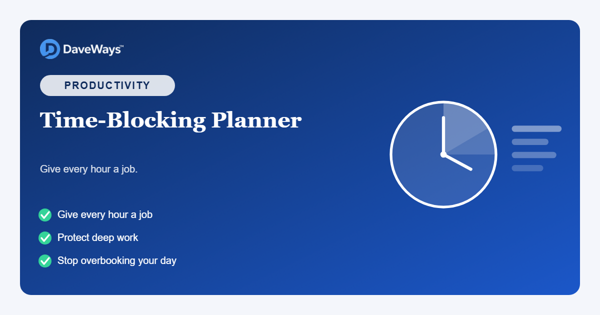Time-Blocking Planner product screenshot and cover preview